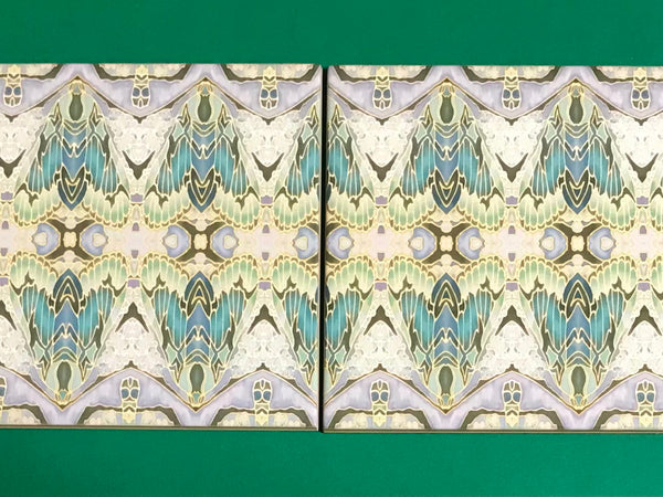 Sage Green Art Deco Butterfly Moth Tiles - Beautiful Ceramic Rectangular Border 6x8” Tiles - Kitchen Bathroom Tiles