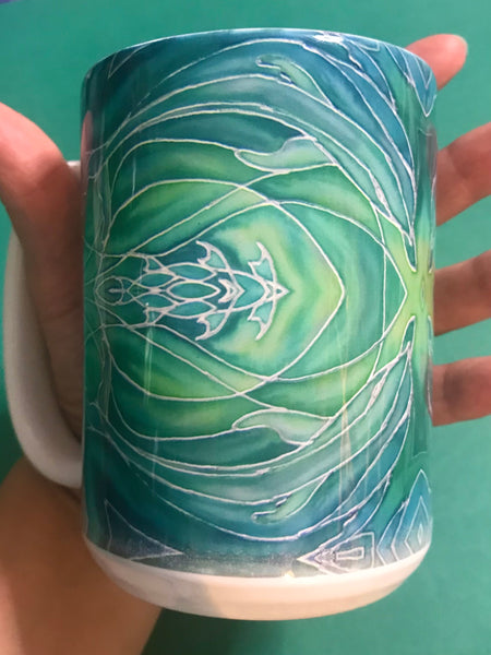 Green Dolphins Mug and Coaster - Extra Large & Regular Mug Sizes Dolphin Lovers Mug Gift Box Set -