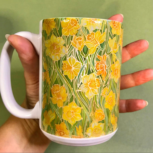 Spring Daffodils Glass chopping board - Yellow Flowers Placemats & Coasters - Yellow Tangerine Green Table Mats