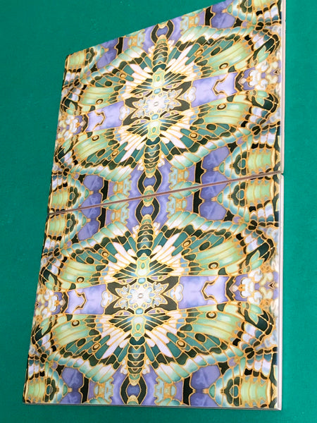 Sage Green Art Nouveau Butterfly Moth Tiles - Beautiful Ceramic Rectangular Border 6x8” Tiles - Kitchen Bathroom Tiles