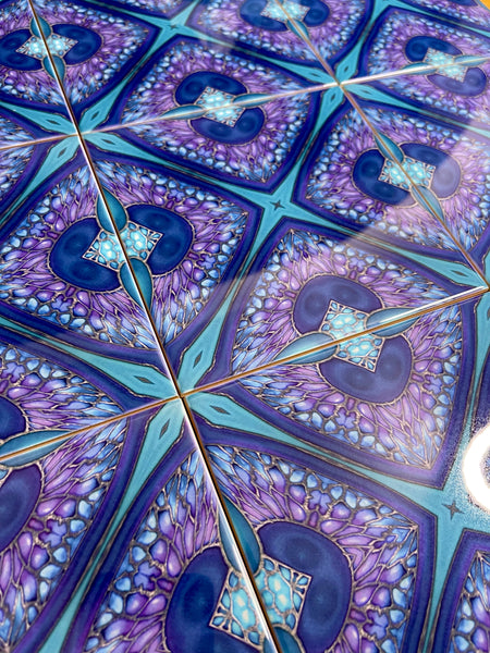 Persian Kaleidescope Tiles - contemporary tile in blue green purple and turquoise 6x6"