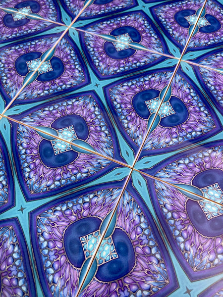 Persian Kaleidescope Tiles - contemporary tile in blue green purple and turquoise 6x6"