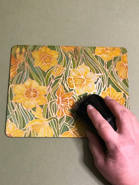 Spring Daffodils Glass chopping board - Yellow Flowers Placemats & Coasters - Yellow Tangerine Green Table Mats