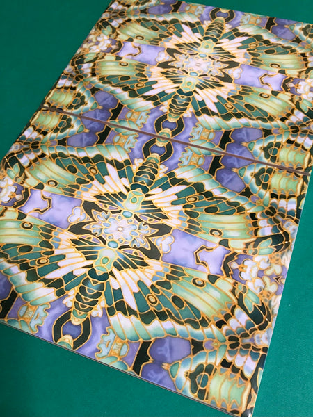 Sage Green Art Nouveau Butterfly Moth Tiles - Beautiful Ceramic Rectangular Border 6x8” Tiles - Kitchen Bathroom Tiles
