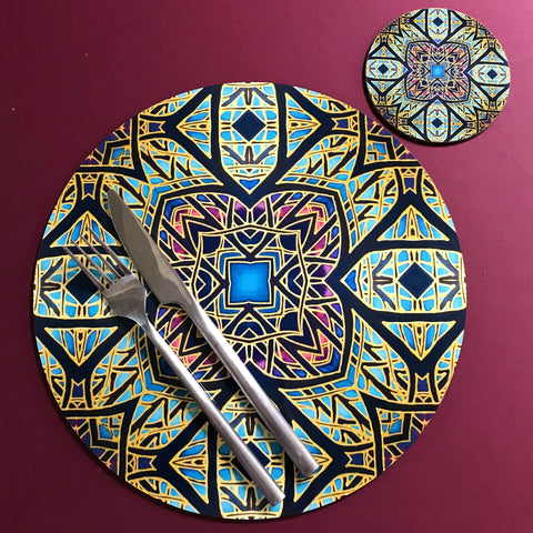 Cathedral Rose Window Round Table Mats & Coasters - Place Mats