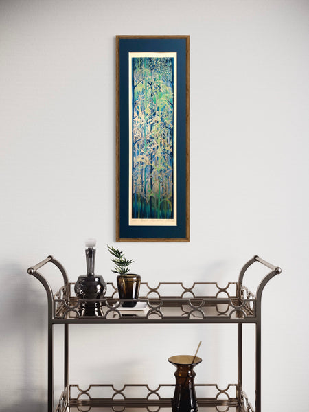 Forest Meditation Signed Print - Blue Green Grey Forest Print Art