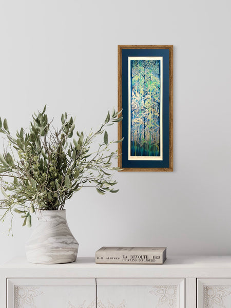 Forest Meditation Signed Print - Blue Green Grey Forest Print Art
