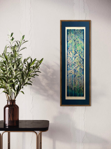 Forest Meditation Signed Print - Blue Green Grey Forest Print Art