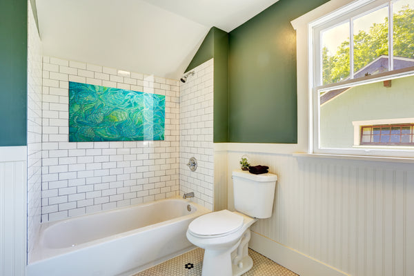 Emerald Green Turtles Splashback  - Jade Aqua Mint Lime Made to Measure Glass Splashback