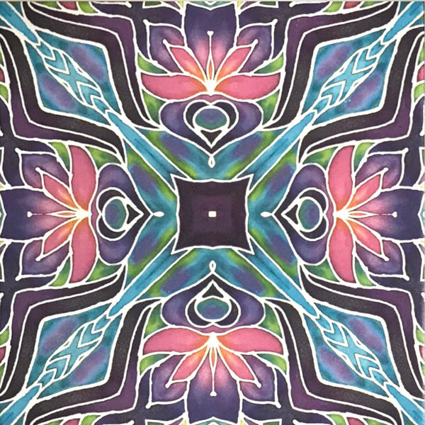 Art Deco Purple Iris Floor Tiles - 20x20cm Interior and Exterior Non Slip