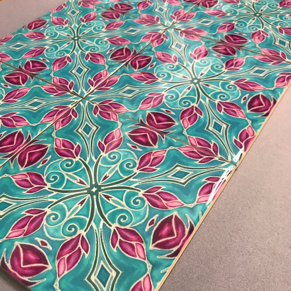 Pink Magnolias Arts and Crafts look Bathroom Tiles or Kitchen Tiles