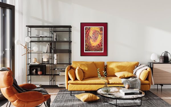 Red Intertwined Dragons Print - Mythical Creatures Art Print - Fiery Red Dragons Print