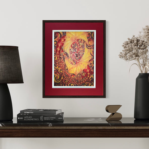 Red Intertwined Dragons Print - Mythical Creatures Art Print - Fiery Red Dragons Print