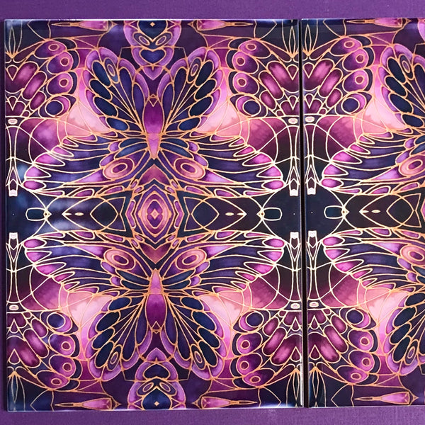Dark Gothic Plum Butterfly Tiles - Beautiful Ceramic Bohemian Tiles - Kitchen Bathroom Tiles