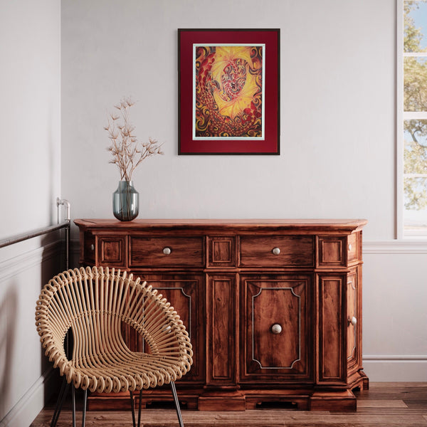 Red Intertwined Dragons Print - Mythical Creatures Art Print - Fiery Red Dragons Print