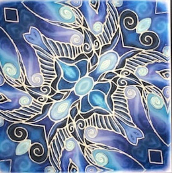 Deep Blue ‘Swallows Dance’ Tiles - Strong Art Deco Style 6x6” ceramic tile.
