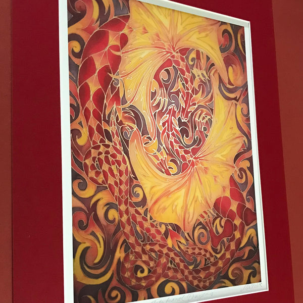 Red Intertwined Dragons Print - Mythical Creatures Art Print - Fiery Red Dragons Print