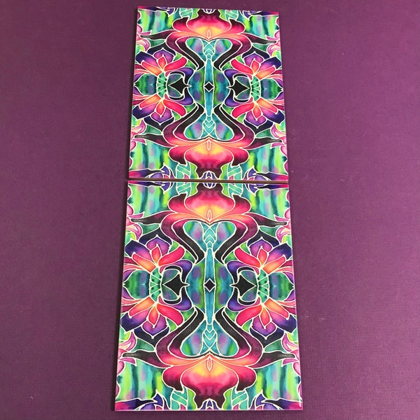 Art Nouveau Purpke Iris Tiles -  Ceramic Bohemian Decorative 6x8”  Tiles - Kitchen Bathroom Tiles