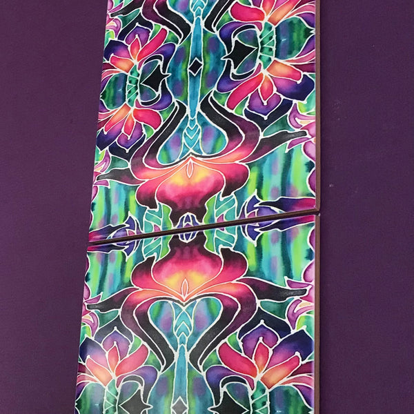 Art Nouveau Purpke Iris Tiles -  Ceramic Bohemian Decorative 6x8”  Tiles - Kitchen Bathroom Tiles