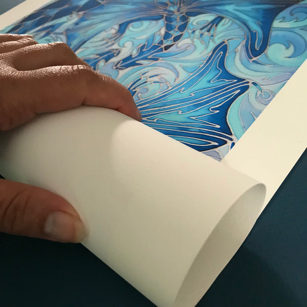 Intertwined Dragons Print - Mythical Creatures Art Print - Fiery Blue Dragons Print