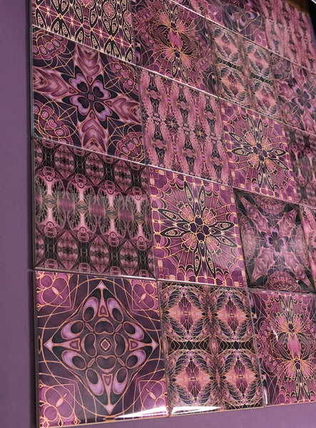 Plum Gothic Mixed Set of 20 Ceramic Tiles - Plum Black Charcoal Kitchen Tiles