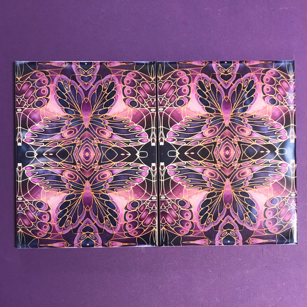 Dark Gothic Plum Butterfly Tiles - Beautiful Ceramic Bohemian Tiles - Kitchen Bathroom Tiles