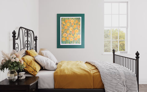 Sunny Daffodils Art Print - Yellow Flower Wall Art