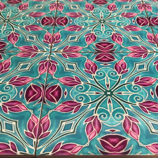 Pink Magnolias Arts and Crafts look Bathroom Tiles or Kitchen Tiles