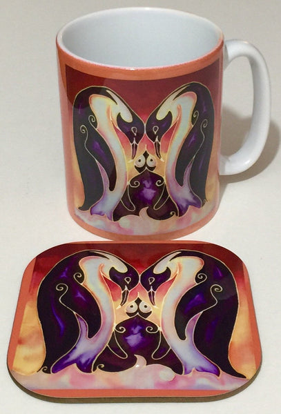 Cute Penguin Family Mug - Penguin Box Set - Warm Sunset Penguin Gift