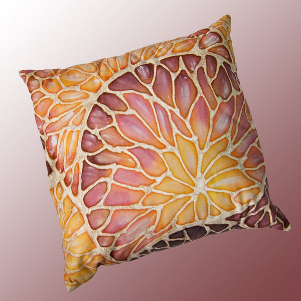 Bees and Flowers Cushion - plum, caramel and terracotta pillow - Accent Cushion Featuring Bees