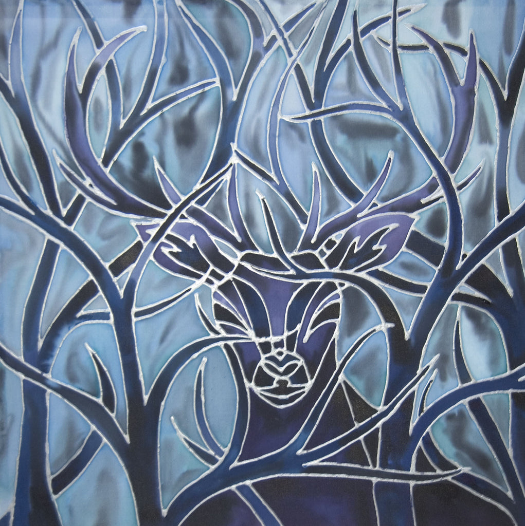 Majestic Stag Print - Stag Art Print - Blue Woodland Print - Meikie Art