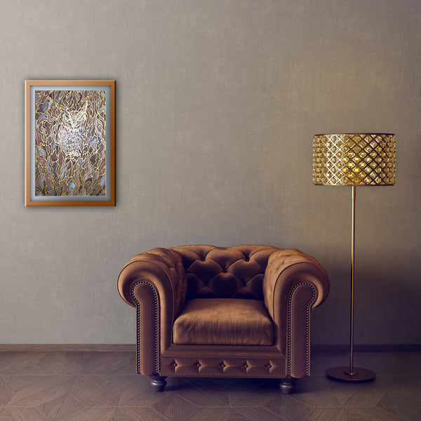SOLD - Hidden Owl Silk Painting - Owl Original Art - Wildlife Art