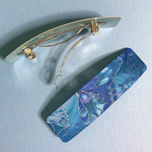 Blue Butterflies hair clip, barette, hairslide, stocking filler, gift for her, gift for woman, gifts for girls, pretty presents.
