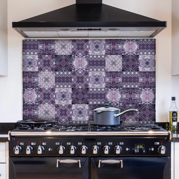 Gothic Mixed Set of 20 Ceramic Tiles - Purple Black Charcoal Kitchen Tiles