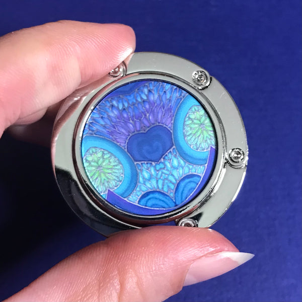 Blue Turquoise Persian Peacock hand bag hanger - tote bag holder