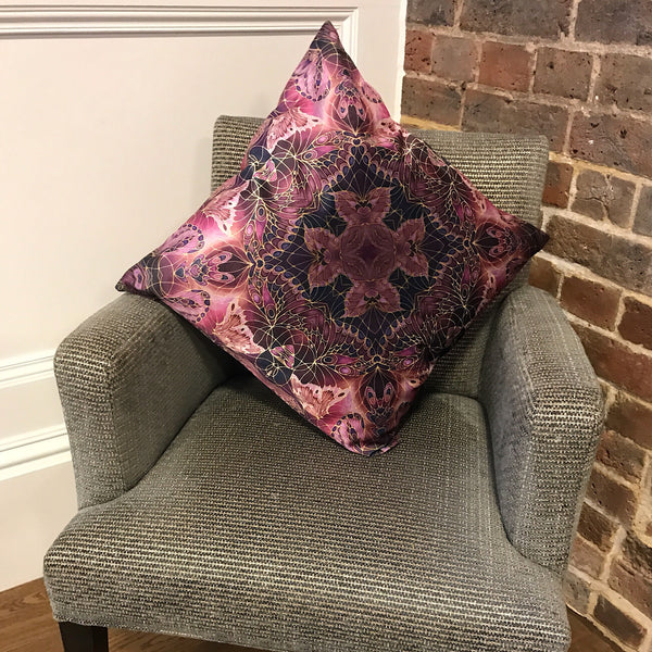 Plum Velvet Butterflies Cushion - Luxury Velvet Fabric - Deep Plum Butterflies pillow