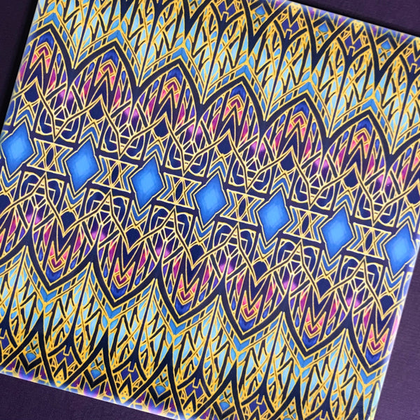 Arts and Crafts look Cathedral Tall Window Ceramic Tiles - Multi coloured Bohemian  Ceramic Printed Tiles