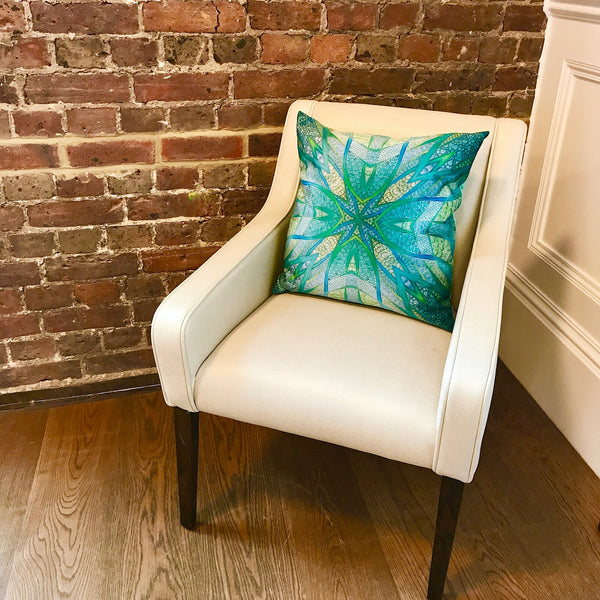 Teal Mint Velvet Cushion - Luxury Teal Blue Velvet - Intricate pattern Teal pillow