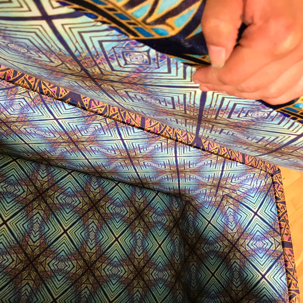 SOLD Stunning Cathedral Window Ottamon-Made to Order-one off Bespoke Upholstery.