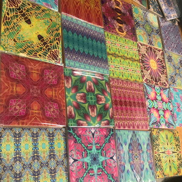 Frieda Kahlo Set of 20 Ceramic Tiles - Bohemian Blue Green Pink Red Gold and Burgundy Bright Bohemian Kitchen Tiles