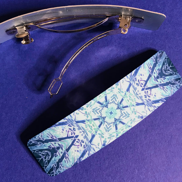 Teal Star Stripes Hair Clip - Blue Green Turquoise Hair Barrette