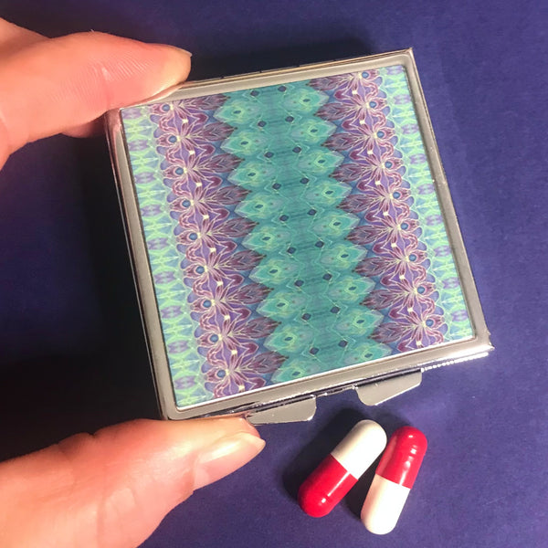 Purple and Turkish Blue Persian style Large Pill Box - Stud Earing Jewellery Box