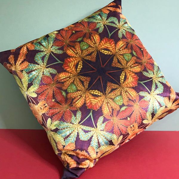 Lush Velvet Leaves Cushion - Green Terracotta Leaves Pillow - Leaves Velvet Cushion