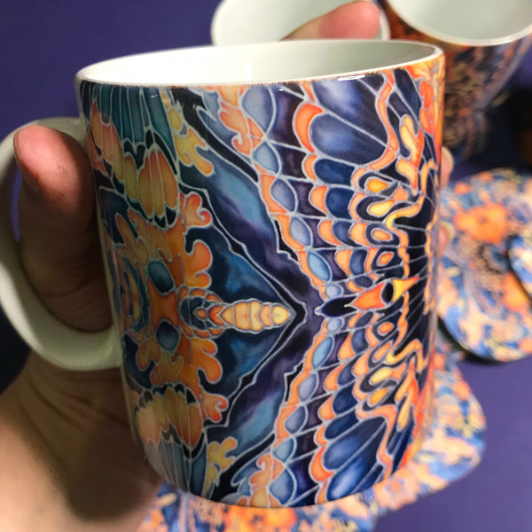 Contemporary Grey Blue Orange Placemats & Coasters - Table Mats -