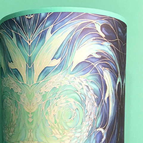 Blue Aqua Dolphins Contemporary Lamp Shade - Blue Swimming Dolphins Drum Shade - Atmospheric lamp Shade