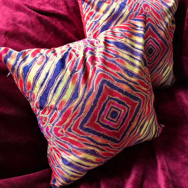 Contemporary Red  velvet Cushions - Reds Yellow Velvet Cushions