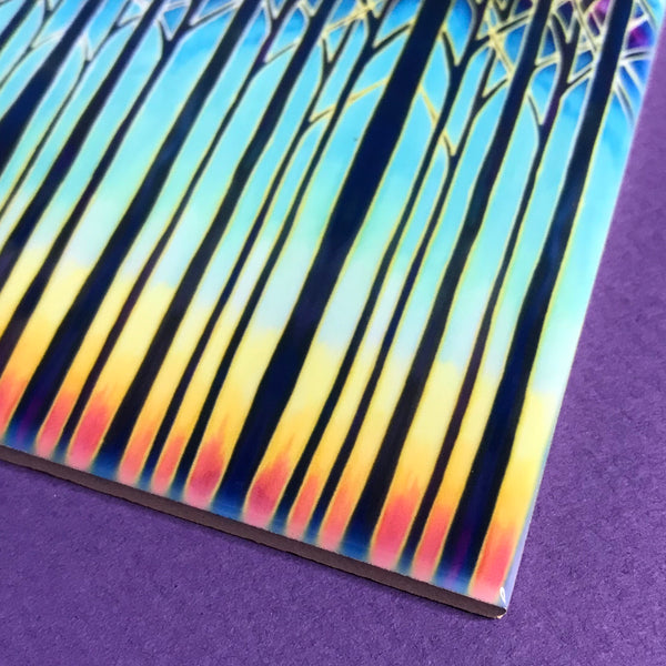 Cathedral Trees Ceramic Tiles - Multi coloured Bohemian  Ceramic Printed Tiles