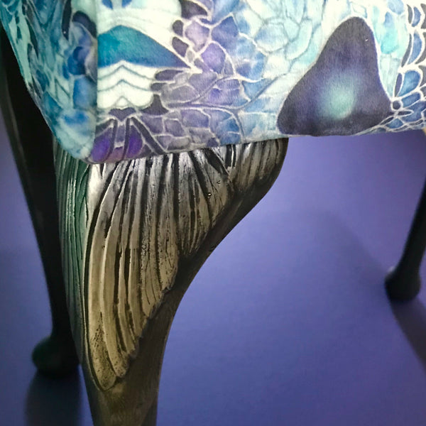 SOLD Luxury velvet dressing table stool - Footstool or Piano Stool- one off Bespoke Upholstery.