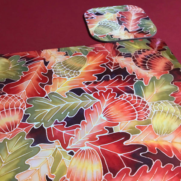 Oak Leaves & Acorns Placemats - green rust Table Mats & coasters - Oak  glass chopping boards