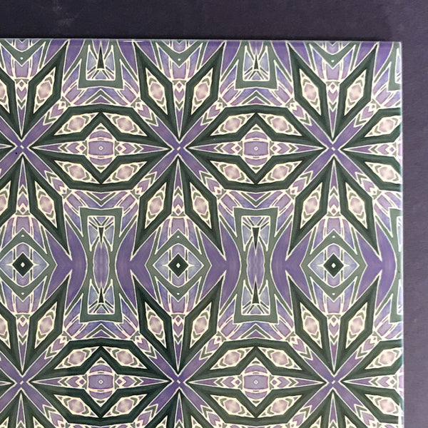 Contemporary Charcoal and Lilac Nordic Star Ceramic Tiles -  Ceramic Hand Printed Tiles